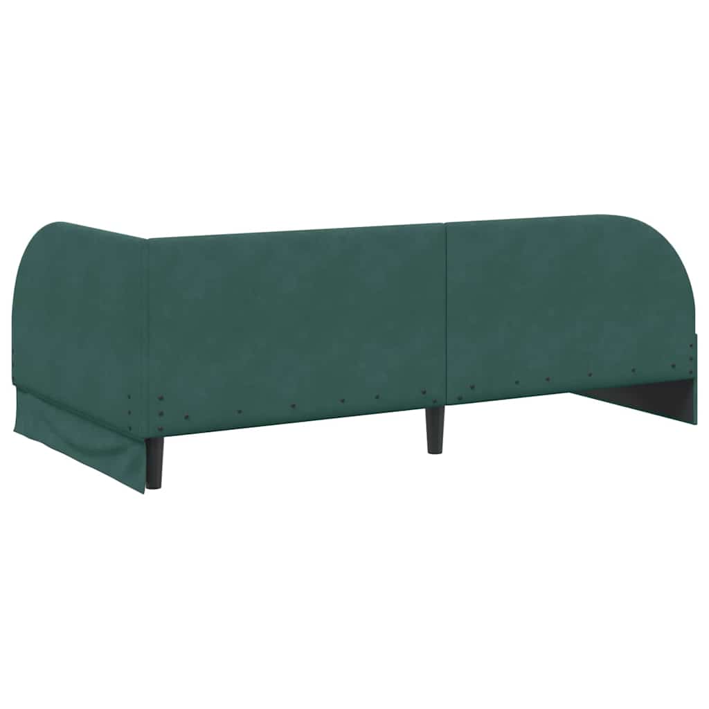 Hjørnesengramme med hovedgærde Mørkegrøn 90 cm x 190 cm Fløjl