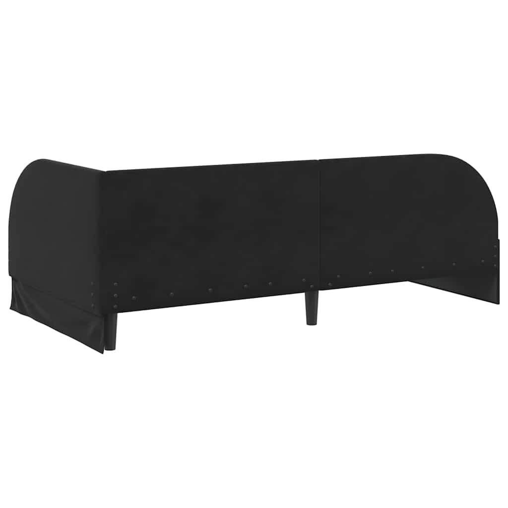 Hjørnesengramme med hovedgærde Sort 90 cm x 200 cm Fløjl