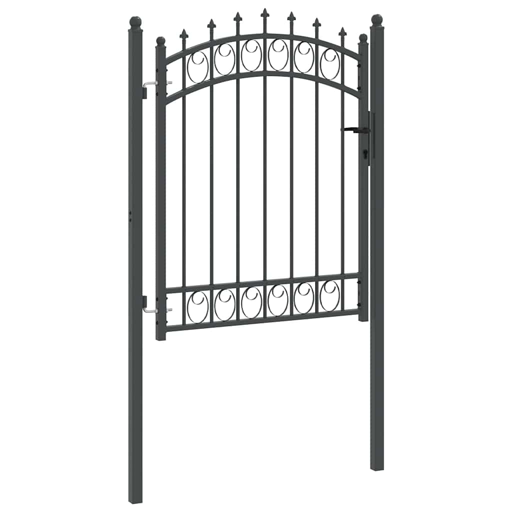 Hegnsportal med pigge EMMEN 150 x 100 cm Pulverlakeret Stål Grå