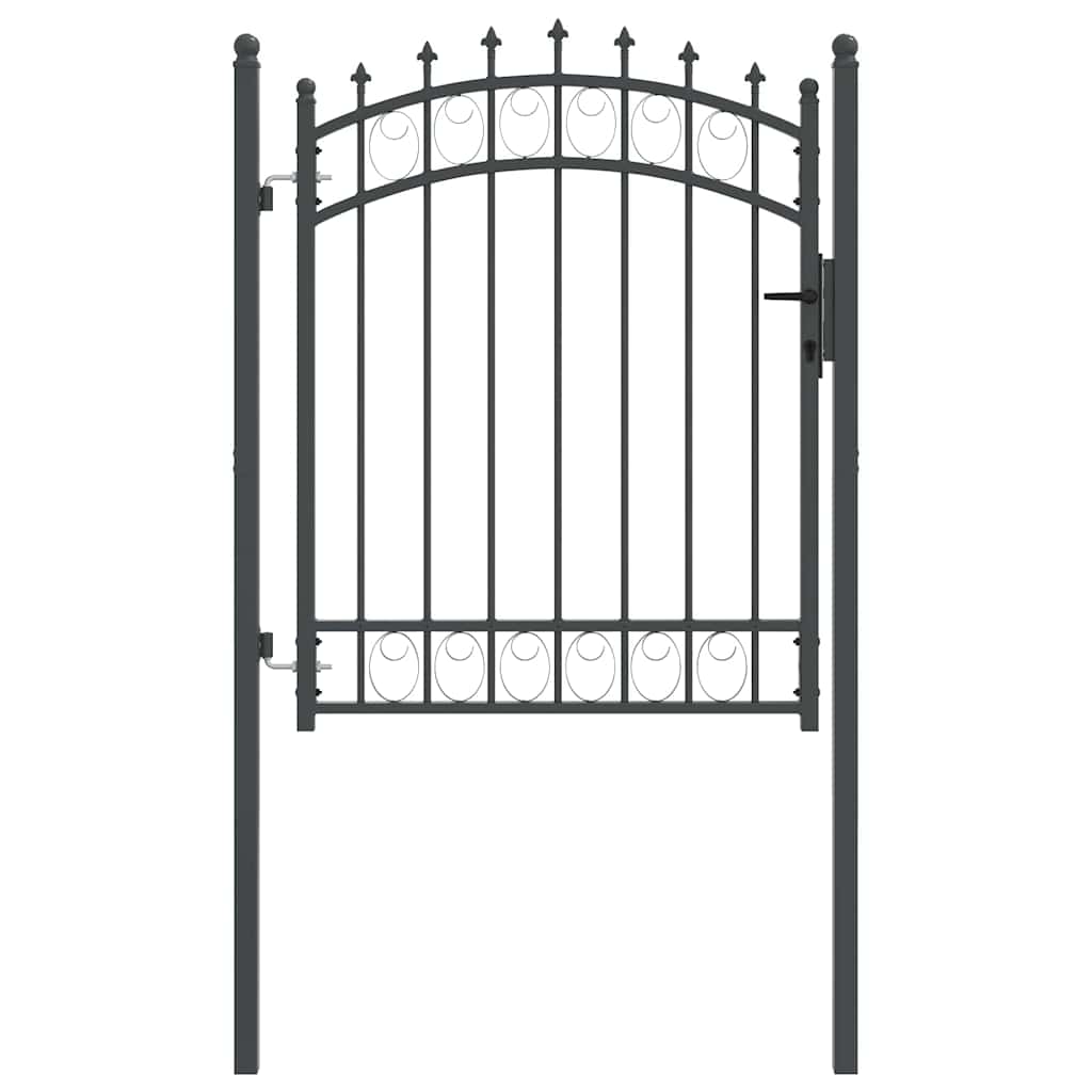 Hegnsportal med pigge EMMEN 150 x 100 cm Pulverlakeret Stål Grå