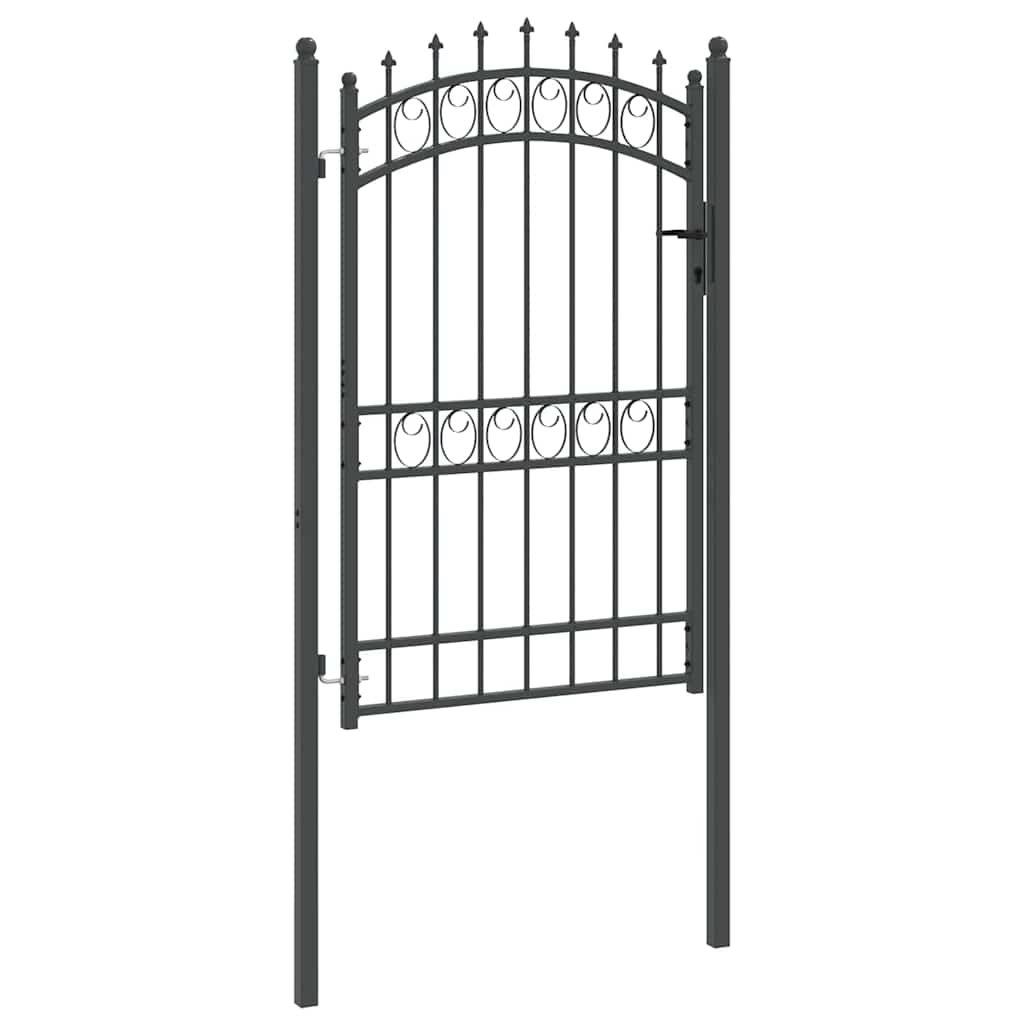 Hegnsportal med pigge EMMEN 200 x 100 cm Pulverlakeret Stål Grå