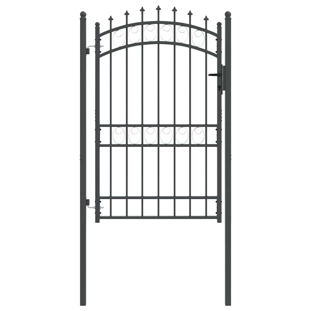 Hegnsportal med pigge EMMEN 200 x 100 cm Pulverlakeret Stål Grå