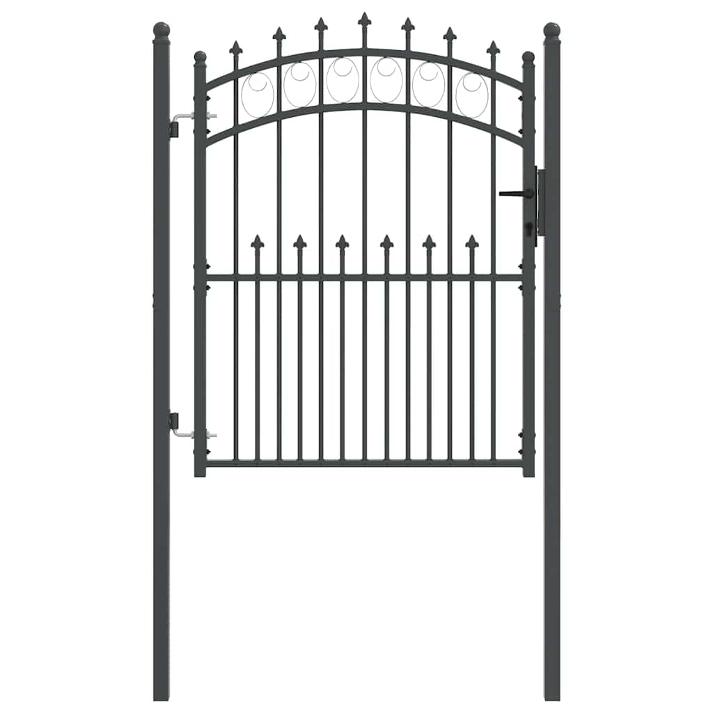 Hegnsportal med pigge EMMEN 150 x 100 cm Pulverlakeret Stål Grå