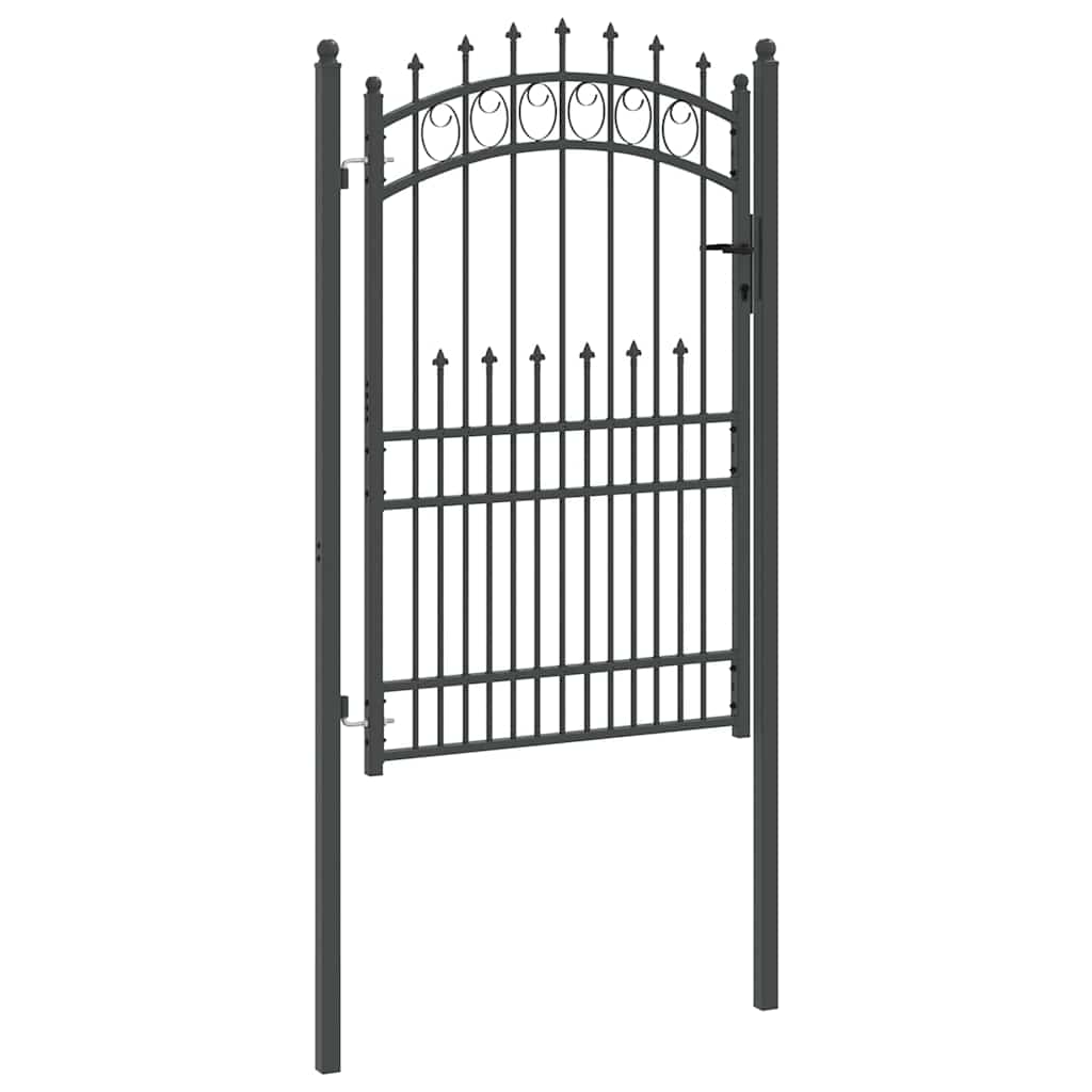 Hegnsportal med pigge EMMEN 200 x 100 cm Pulverlakeret Stål Grå