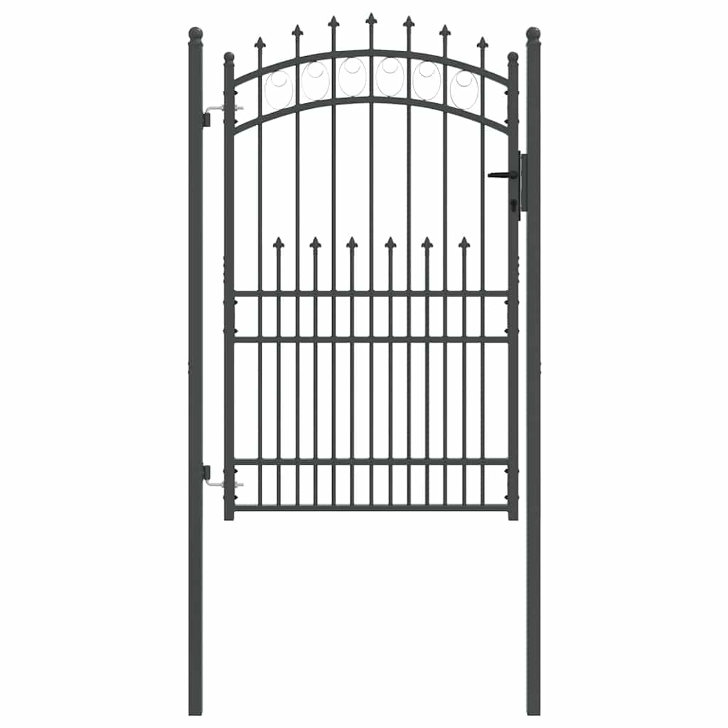 Hegnsportal med pigge EMMEN 200 x 100 cm Pulverlakeret Stål Grå