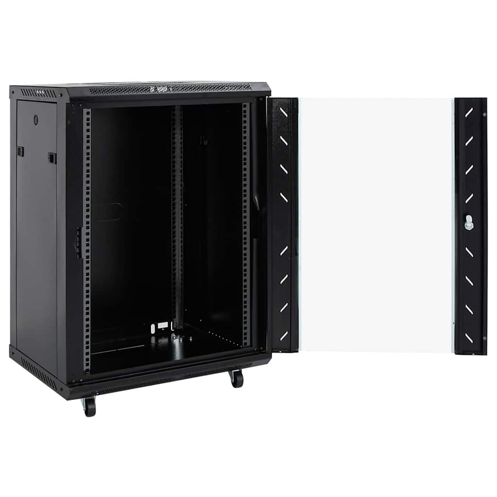 Netværksskab med opbevaring Sort 60 x 60 x 80 cm Stål
