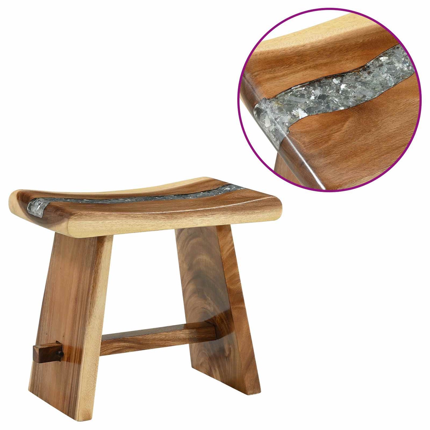 Brusebadsstol Naturfarvet 50 x 30 x 44 cm Massivt suartræ