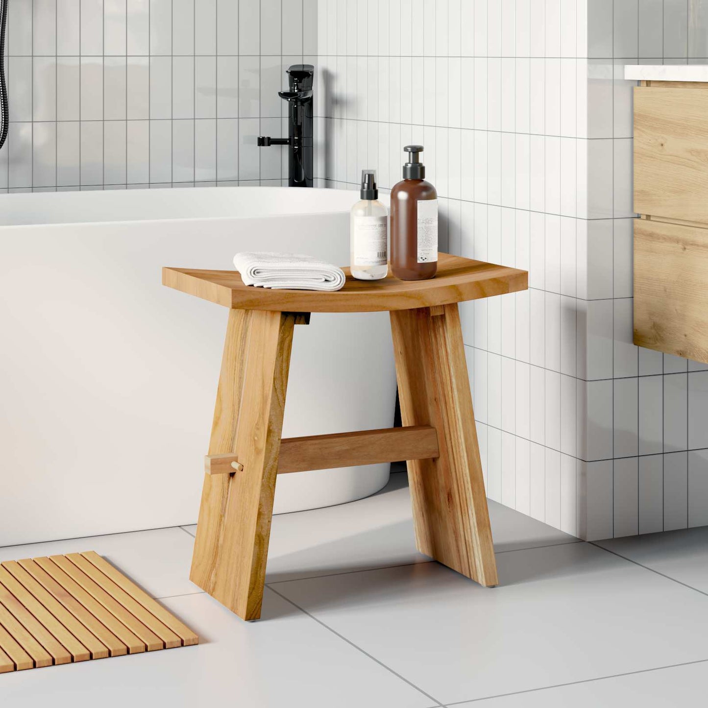 Badeværelsesskammel Brun 50 x 29,5 x 50,5 cm Massiv Teaktræ
