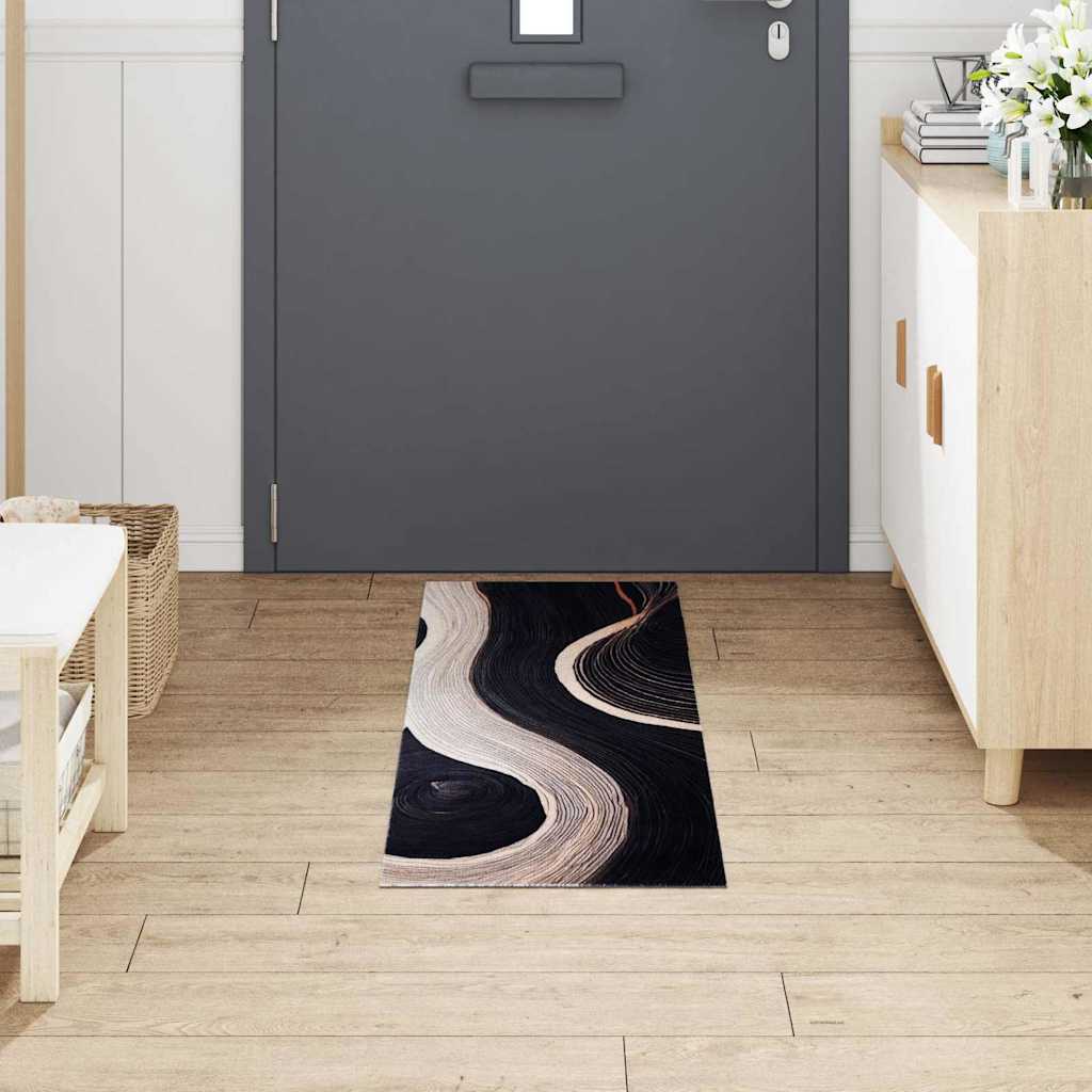 Køkken tæppe Sort 150 x 45 cm Fløjl