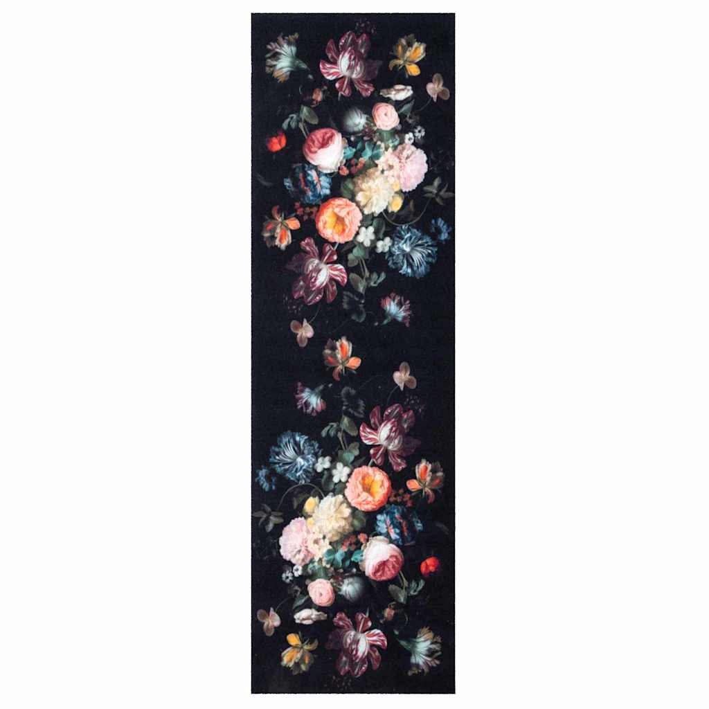 Køkken tæppe Sort 150 x 45 cm Fløjl