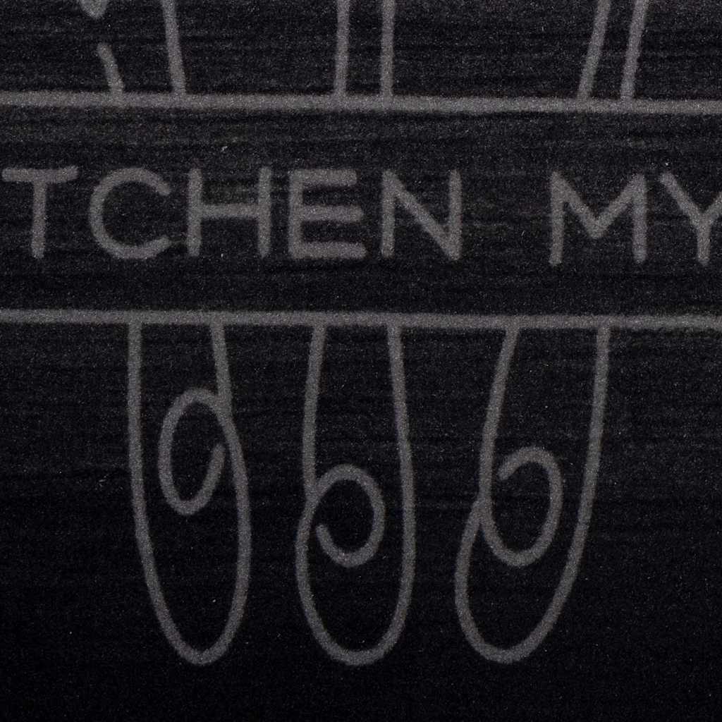 Køkken tæppe Bestik Sort 180 x 60 cm Fløjl