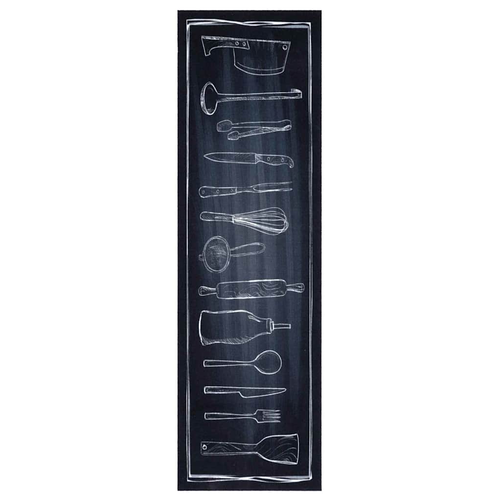 Køkken tæppe Sort 150 x 45 cm Fløjl