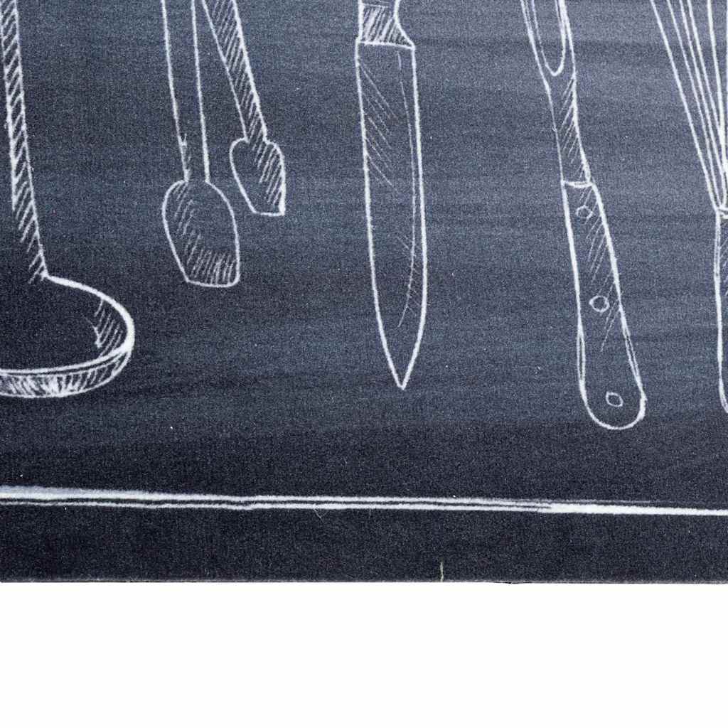 Køkken tæppe Sort 300 x 60 cm Fløjl
