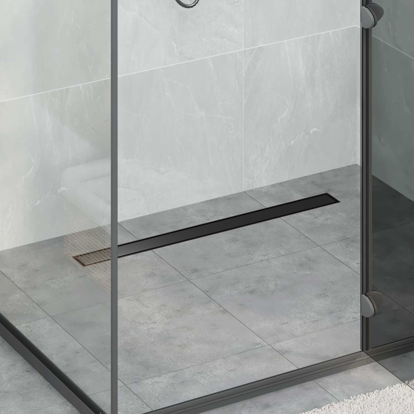 Bruserafløb 2-i-1 med 360° Siphon Sort 80 cm Rustfrit Stål 304