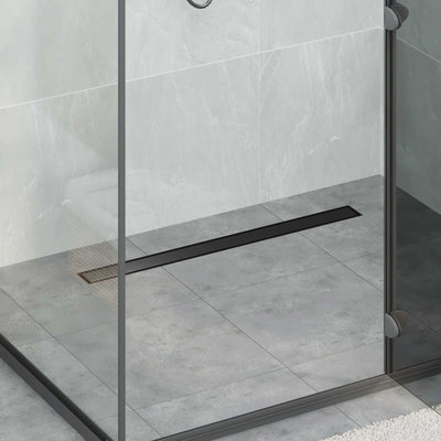 Bruserafløb 2-i-1 med 360° Siphon Sort 80 cm Rustfrit Stål 304