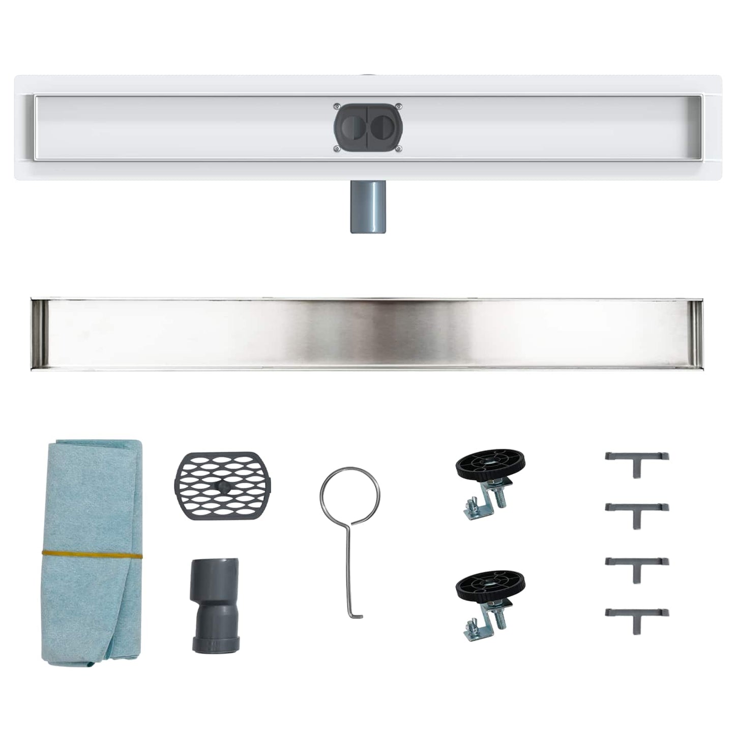 Bruserafløb 2-i-1 med 360° Siphon Sølv 70 cm Rustfrit Stål 304