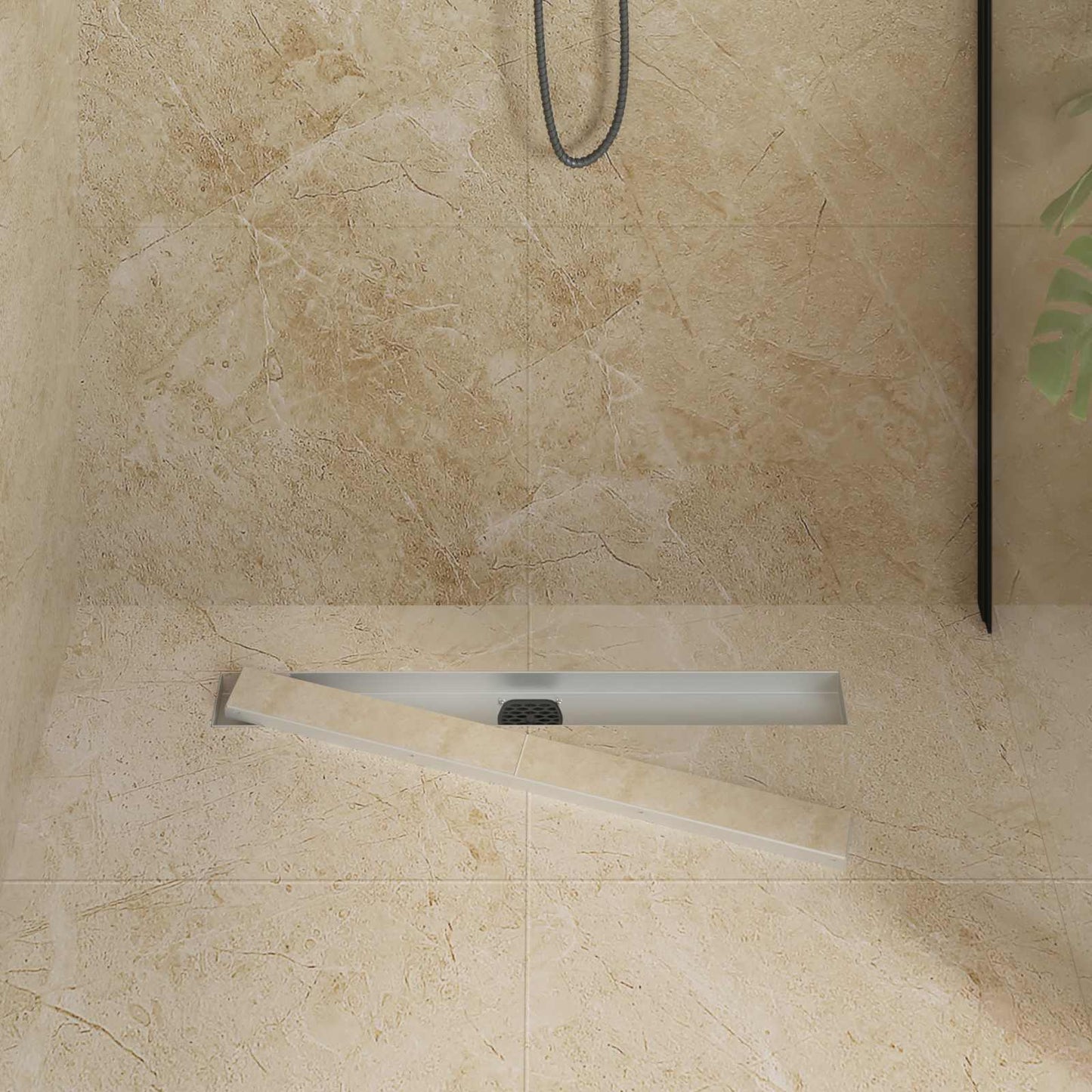 Bruserafløb 2-i-1 med 360° Siphon Sølv 70 cm Rustfrit Stål 304