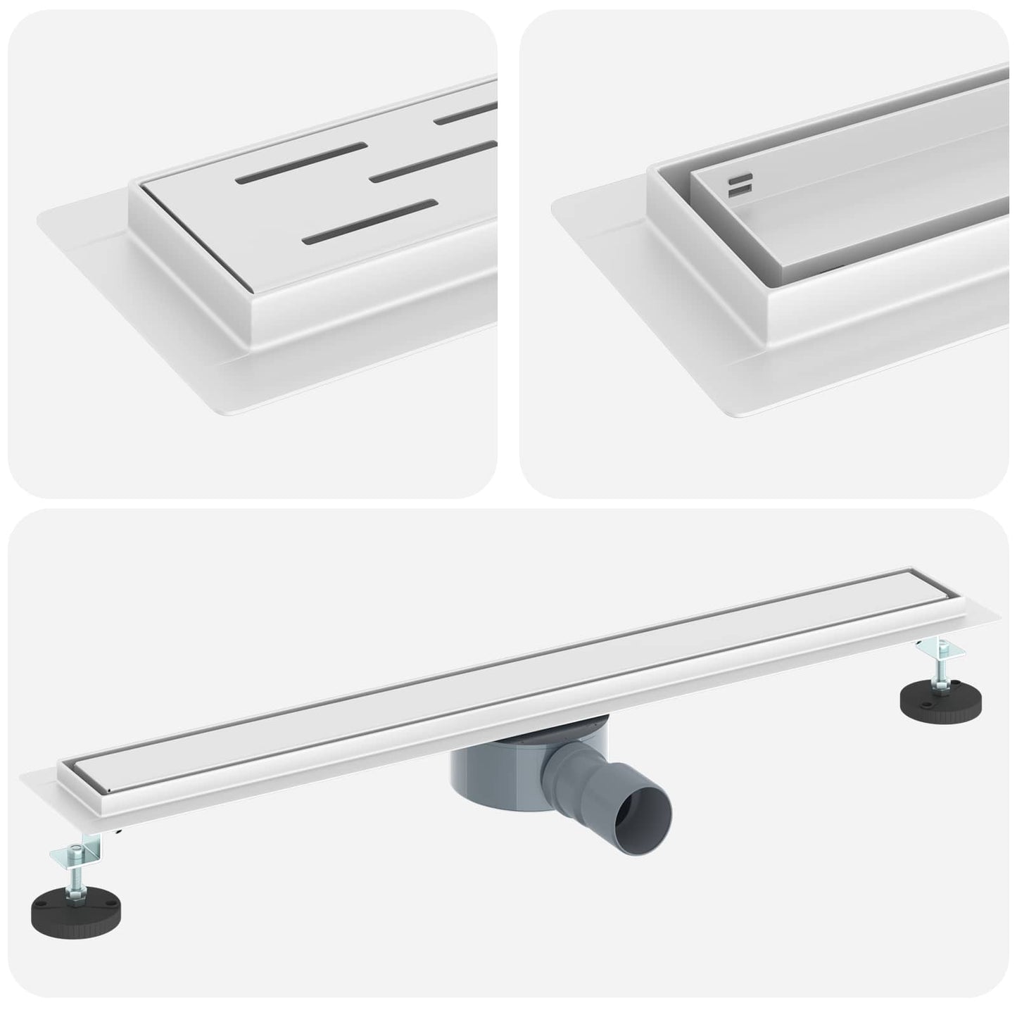 Bruserafløb 2-i-1 med 360° Siphon Sølv 70 cm Rustfrit Stål 304