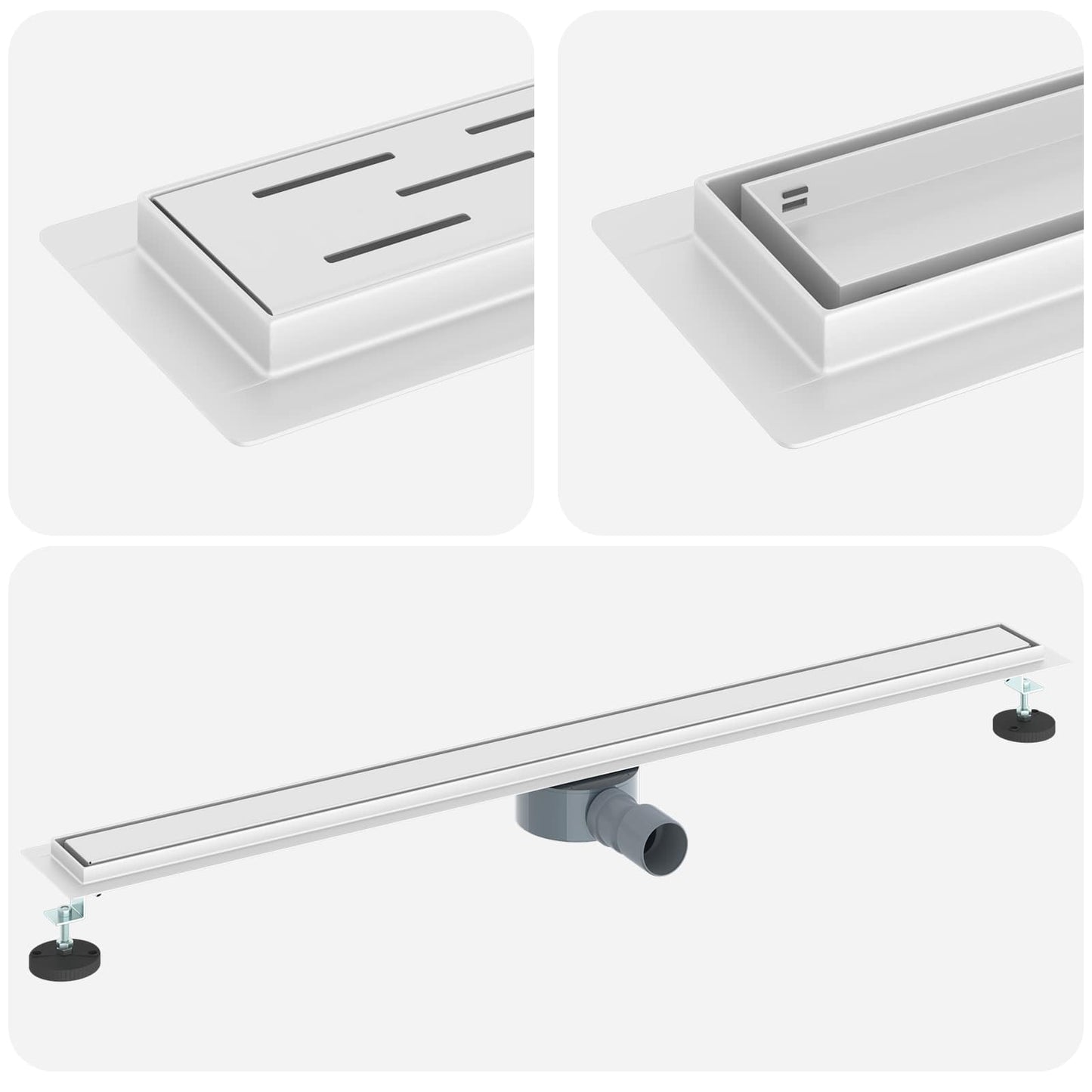 Bruserafløb 2-i-1 med 360° Siphon Sølv 100 cm Rustfrit Stål 304