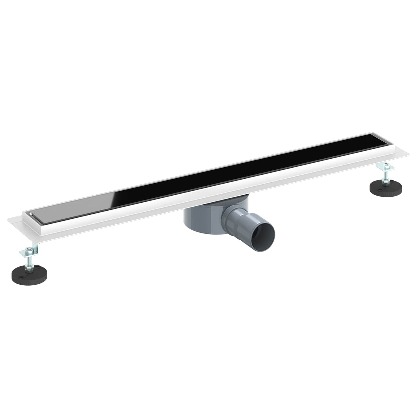 Bruseafløb Glasdæksel med 360° Siphon Sort 70 cm
