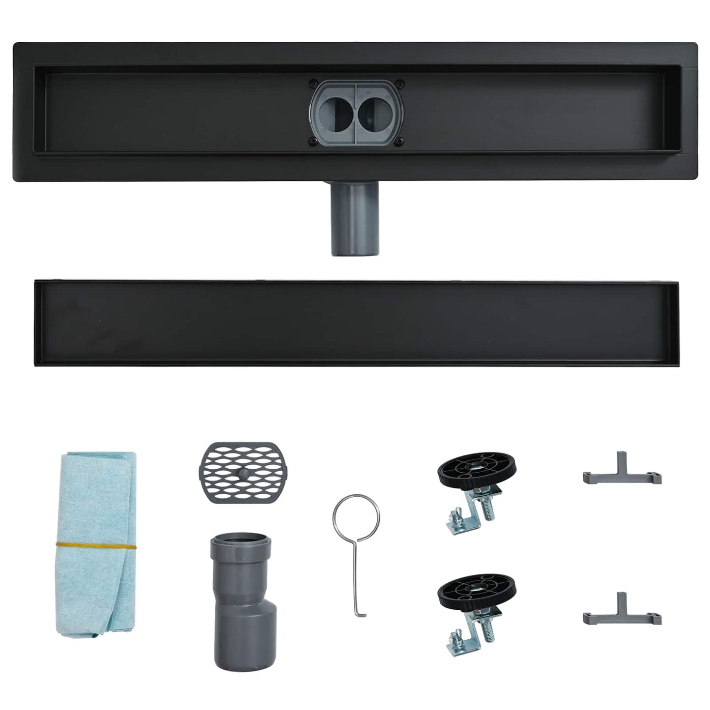Bruserafløb 2-i-1 med 360° Siphon Sort 50 cm Rustfrit Stål 304