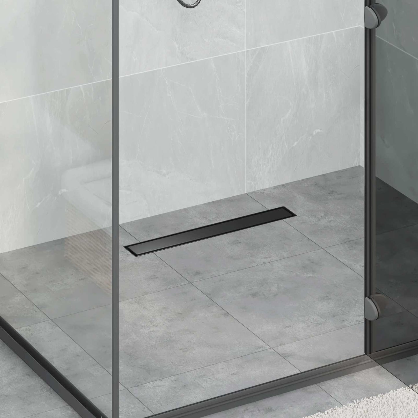 Bruserafløb 2-i-1 med 360° Siphon Sort 50 cm Rustfrit Stål 304