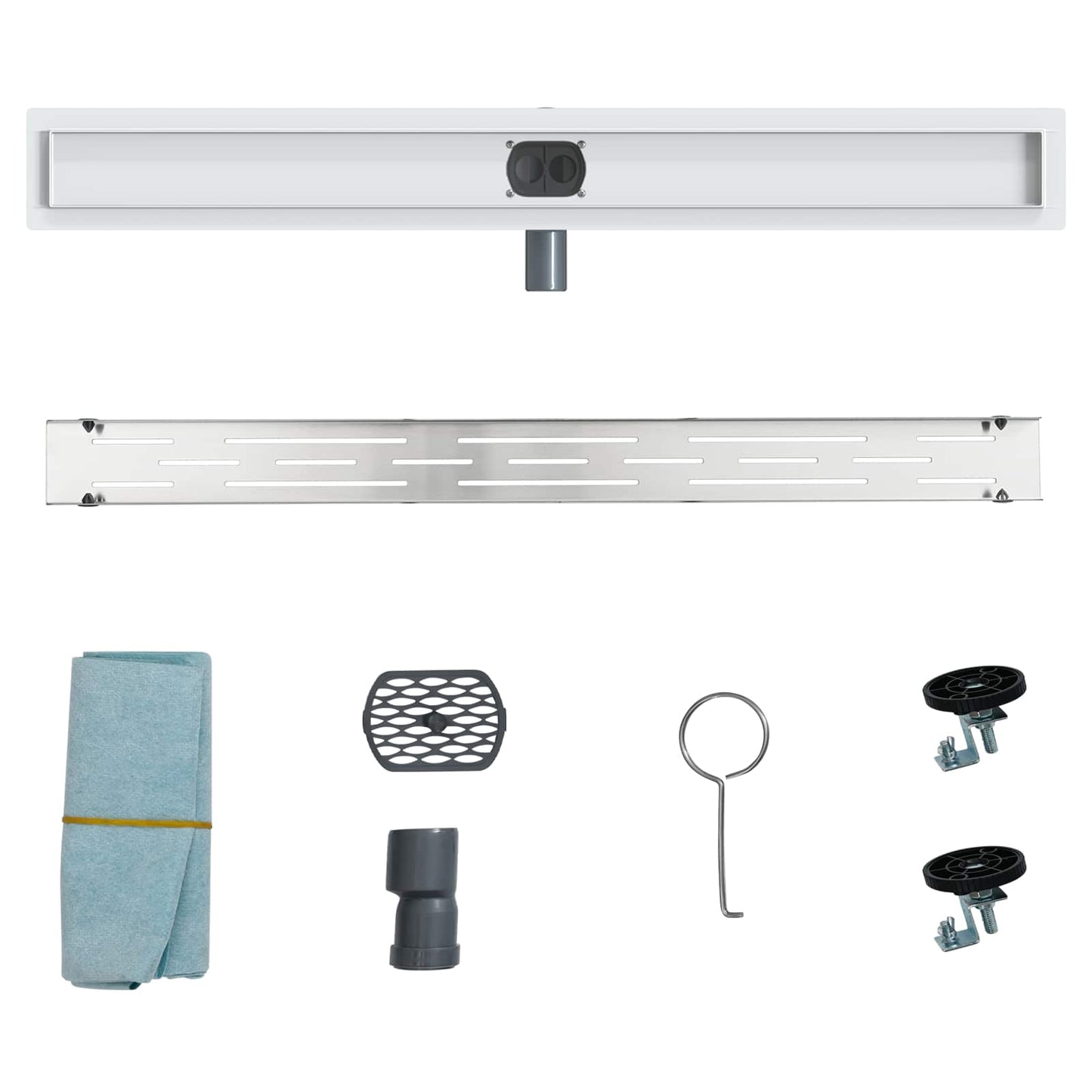 Bruseafløb Linje Design med 360° Siphon Sølv 90 cm