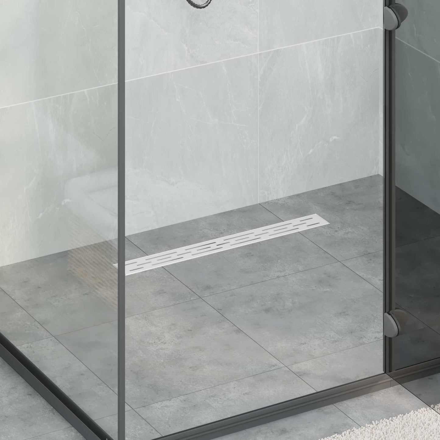 Bruseafløb Linje Design med 360° Siphon Sølv 60 cm