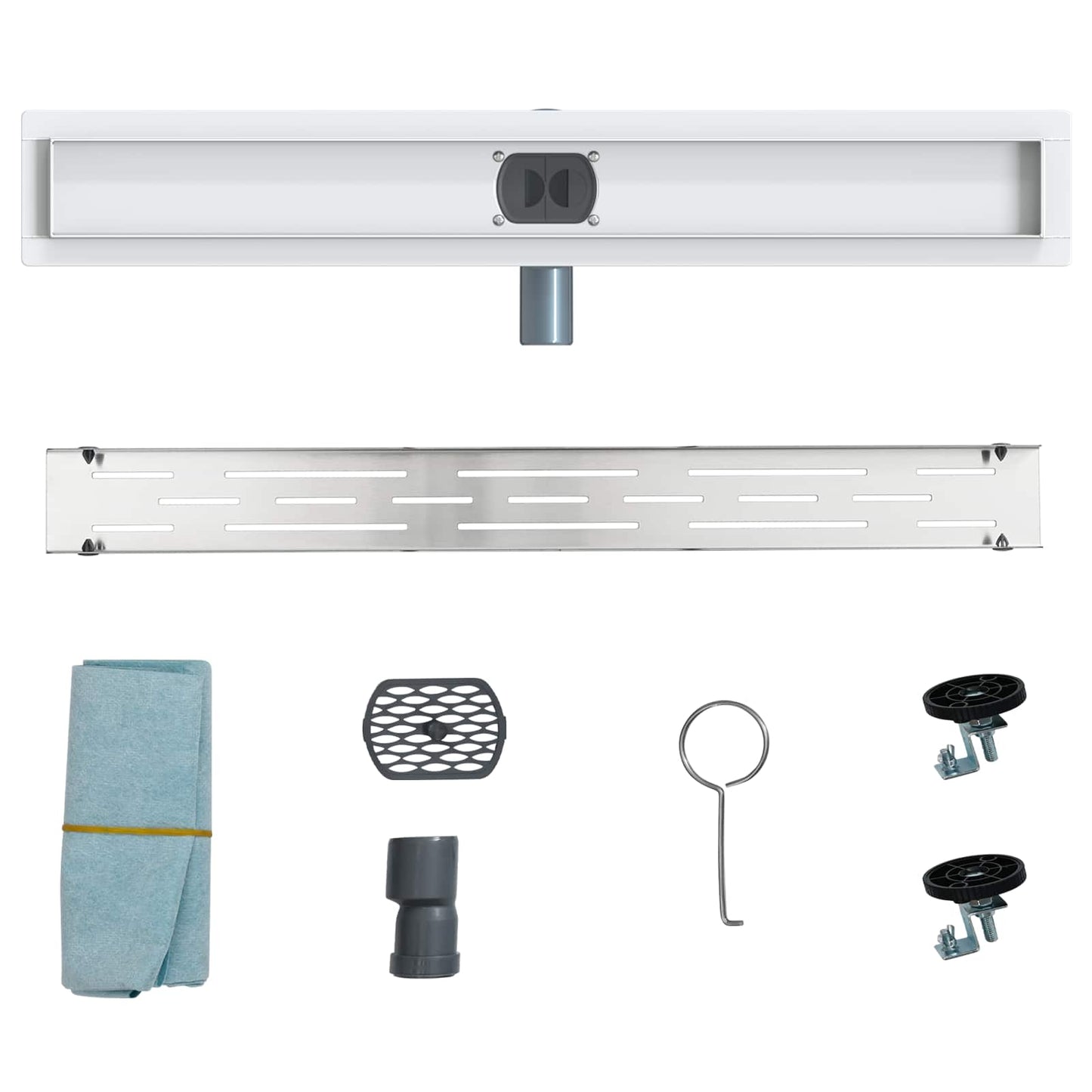 Bruseafløb Linje Design med 360° Siphon Sølv 70 cm