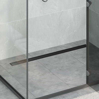 Bruserafløb 2-i-1 med 360° Siphon Sort 100 cm Rustfrit Stål 304