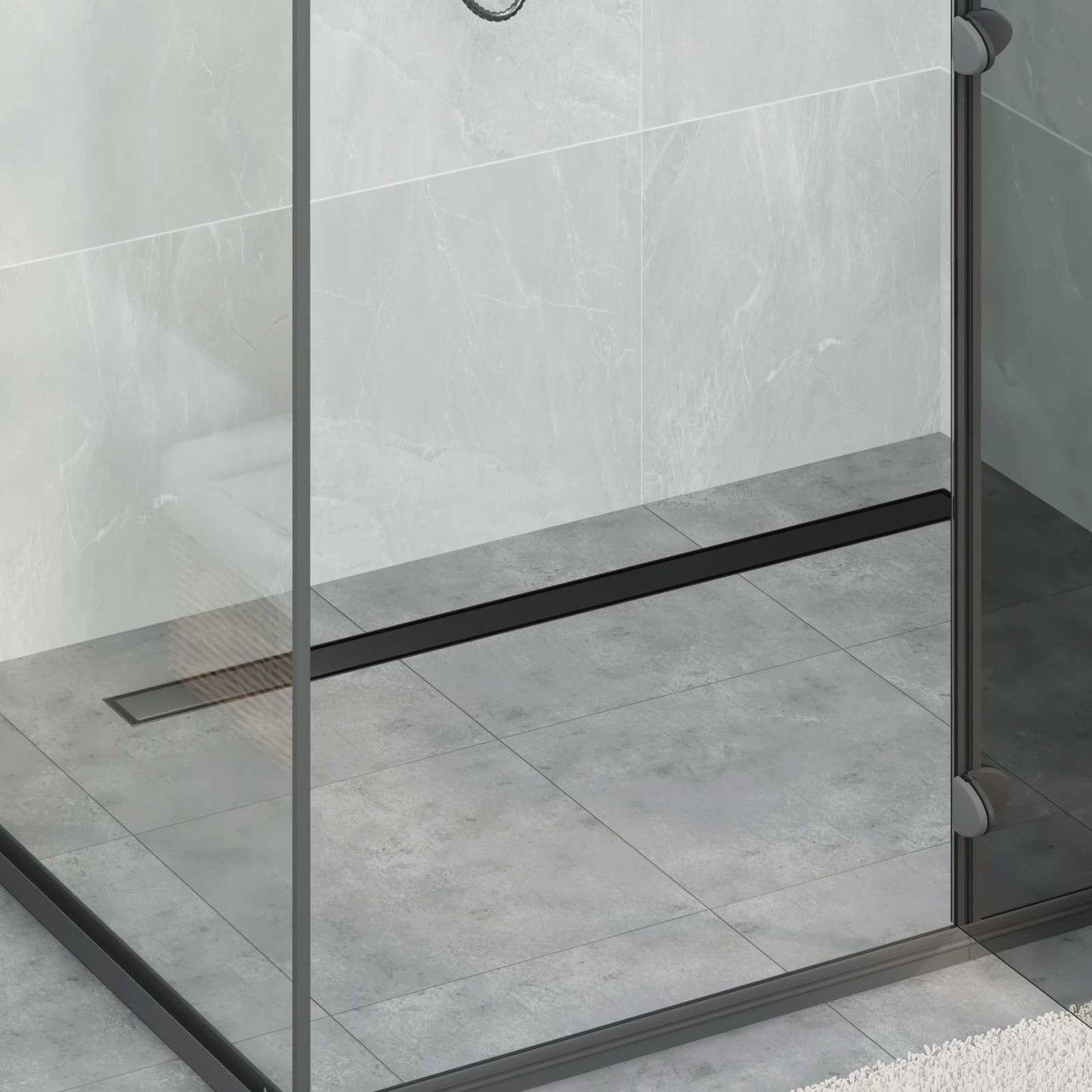 Bruserafløb 2-i-1 med 360° Siphon Sort 100 cm Rustfrit Stål 304