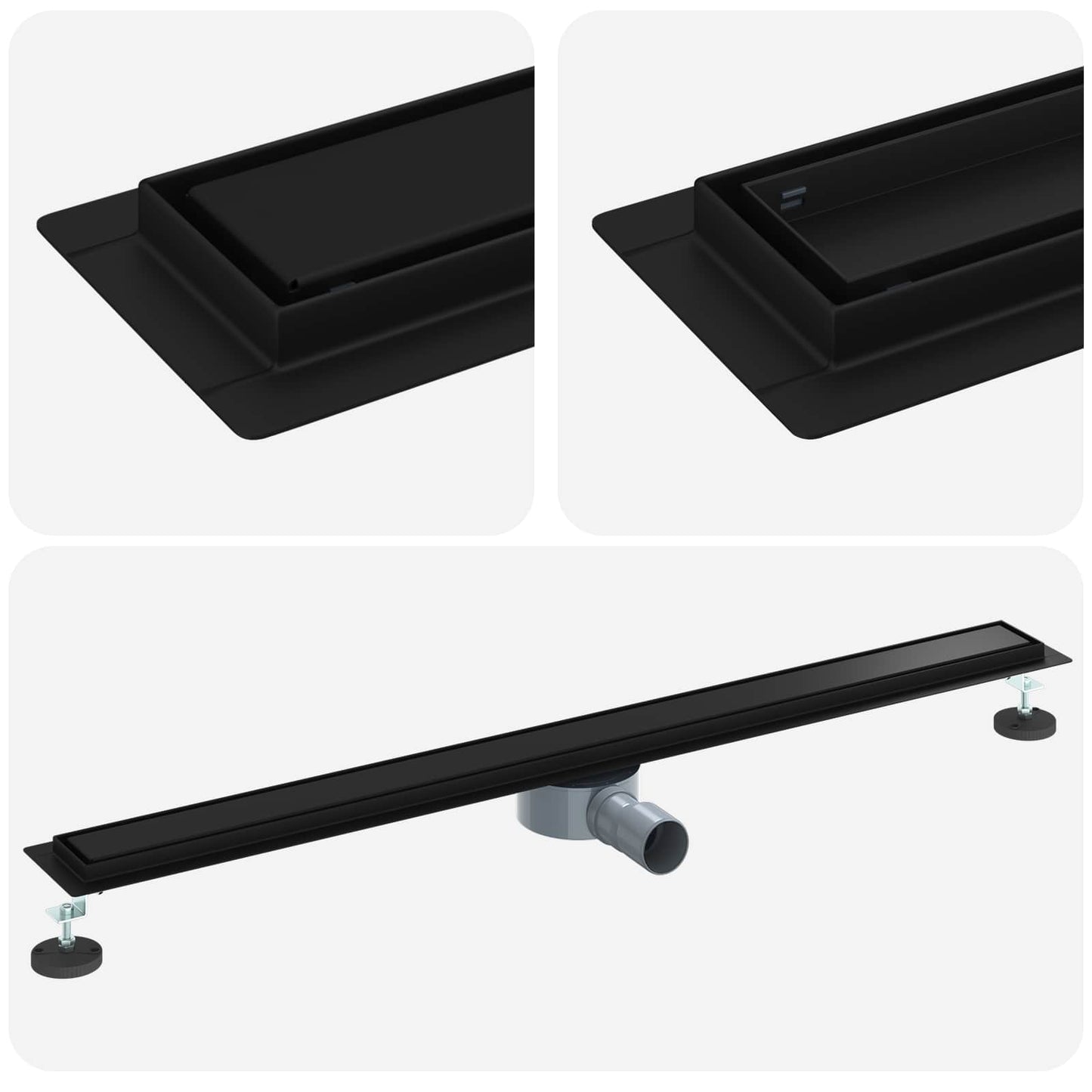 Bruserafløb 2-i-1 med 360° Siphon Sort 100 cm Rustfrit Stål 304