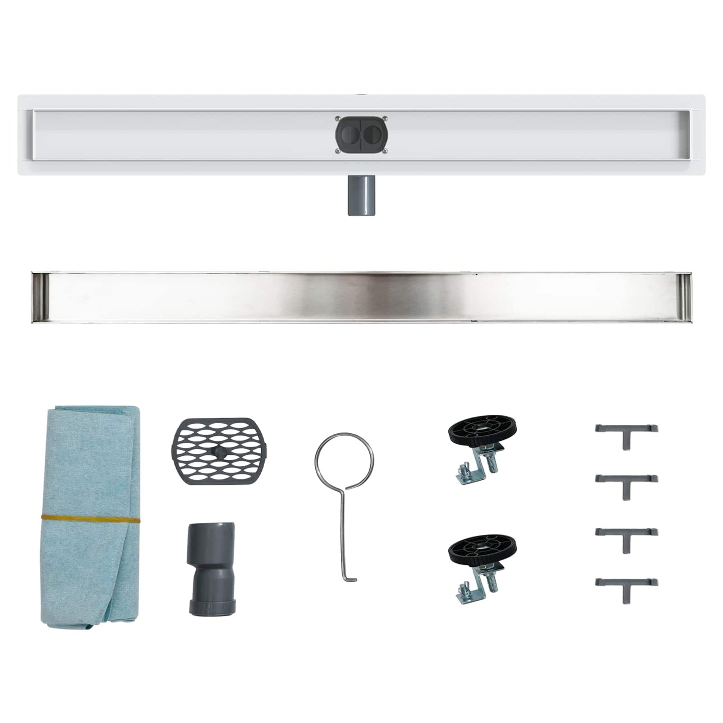 Bruserafløb 2-i-1 med 360° Siphon Sølv 90 cm Rustfrit Stål 304