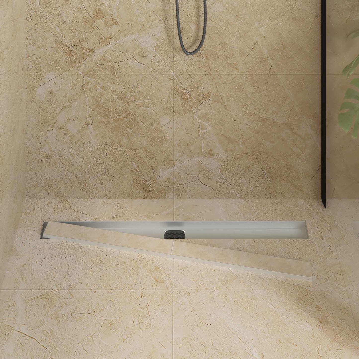 Bruserafløb 2-i-1 med 360° Siphon Sølv 90 cm Rustfrit Stål 304