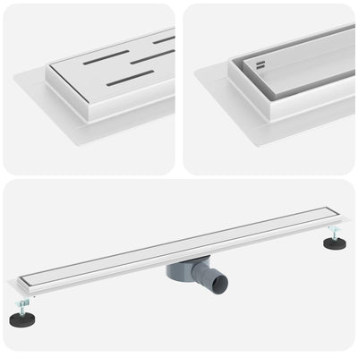 Bruserafløb 2-i-1 med 360° Siphon Sølv 90 cm Rustfrit Stål 304