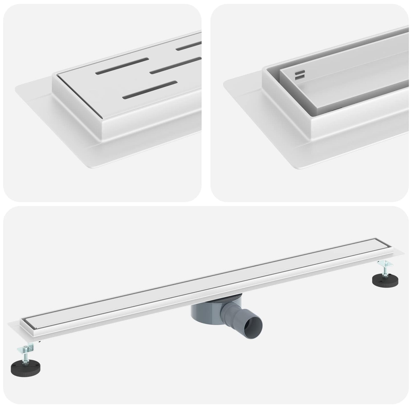 Bruserafløb 2-i-1 med 360° Siphon Sølv 90 cm Rustfrit Stål 304