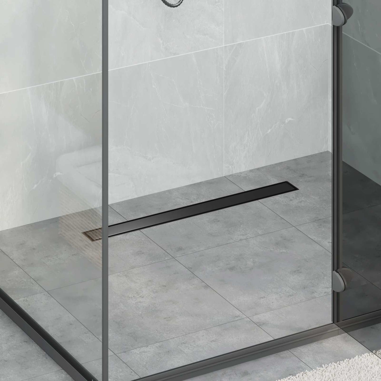 Bruserafløb 2-i-1 med 360° Siphon Sort 70 cm Rustfrit Stål 304