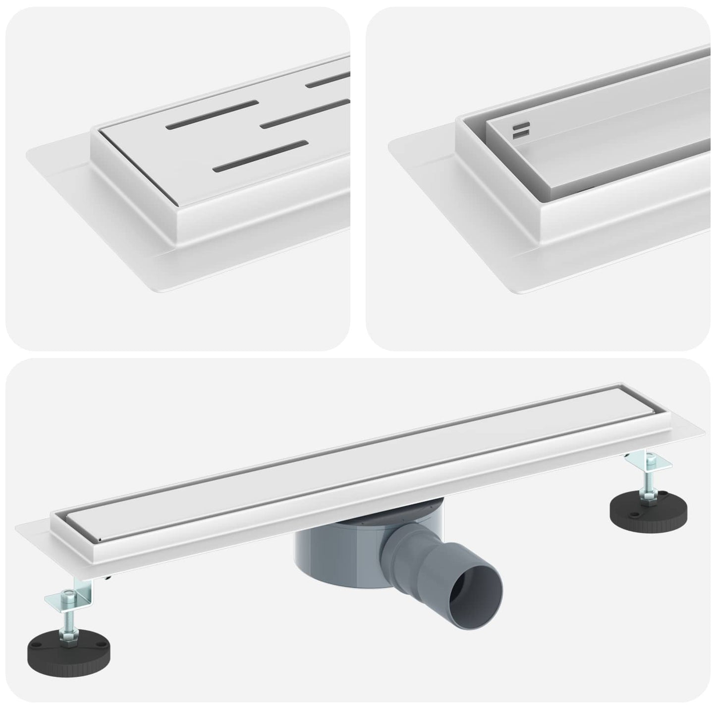 Bruserafløb 2-i-1 med 360° Siphon Sølv 54 x 11 x 9,5 cm