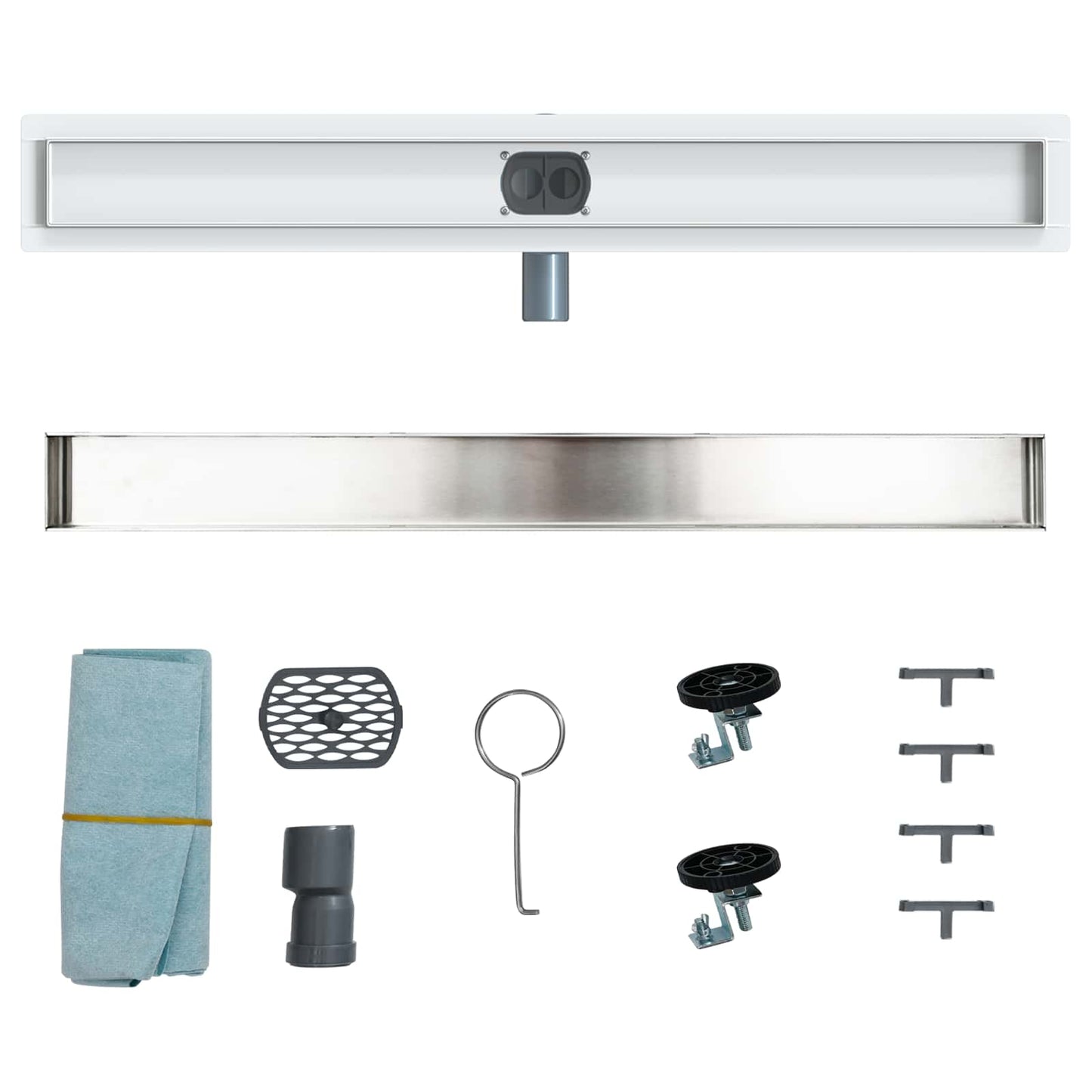 Bruserafløb 2-i-1 med 360° Siphon Sølv 80 cm Rustfrit Stål 304