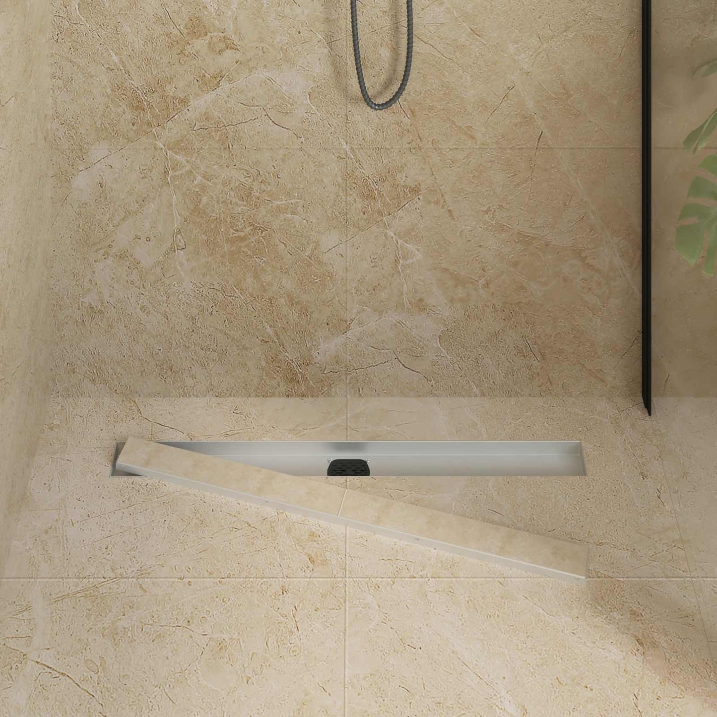 Bruserafløb 2-i-1 med 360° Siphon Sølv 80 cm Rustfrit Stål 304