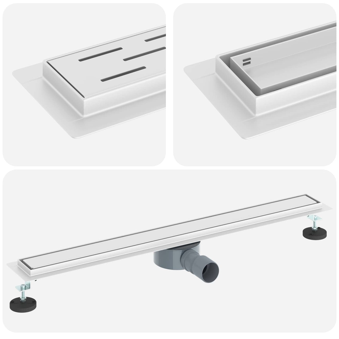Bruserafløb 2-i-1 med 360° Siphon Sølv 80 cm Rustfrit Stål 304