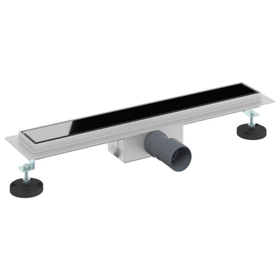 Bruserafløb med glaslåg Sort 60 cm Rustfrit Stål 304