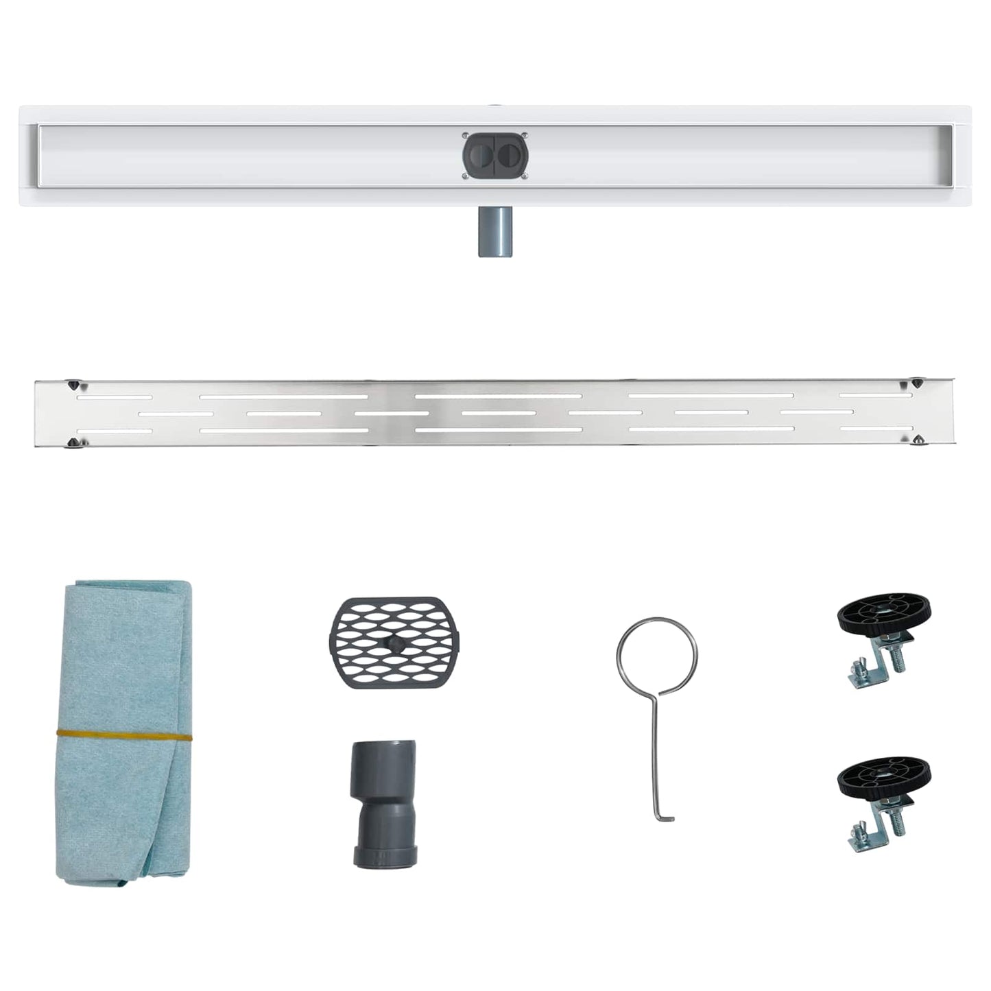 Bruseafløb Linje Design med 360° Siphon Sølv 100 cm
