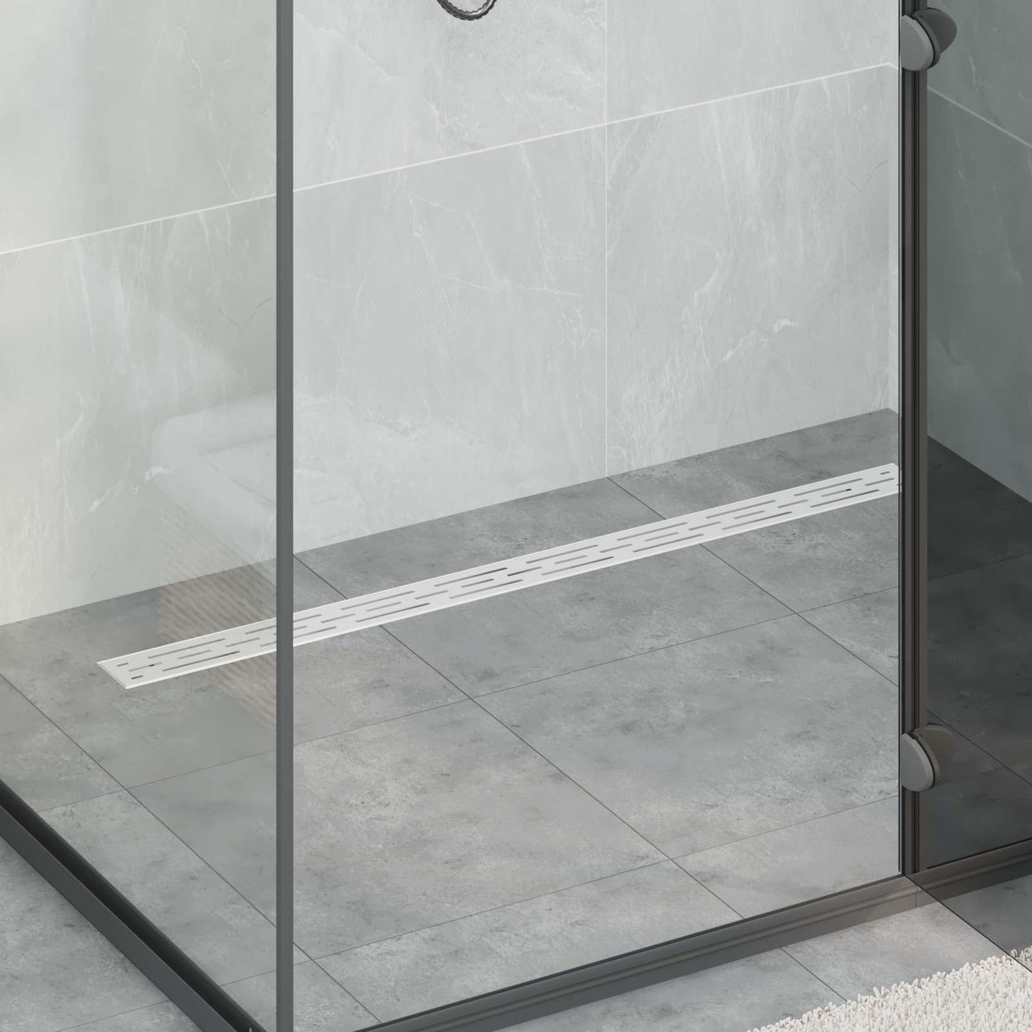 Bruseafløb Linje Design med 360° Siphon Sølv 100 cm