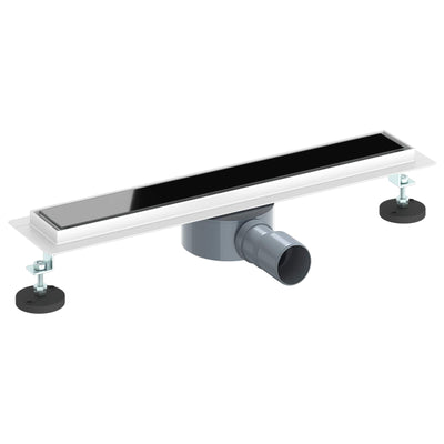 Bruseafløb Glasdæksel med 360° Siphon Sort 50 cm