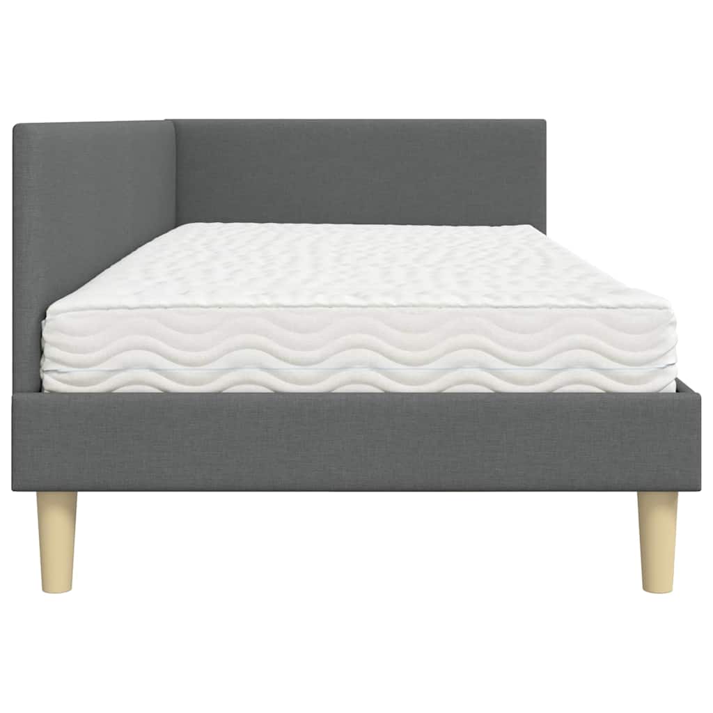 Hjørnesengramme med Madras Andet med hovedgærde 2 stk. Grå Stof