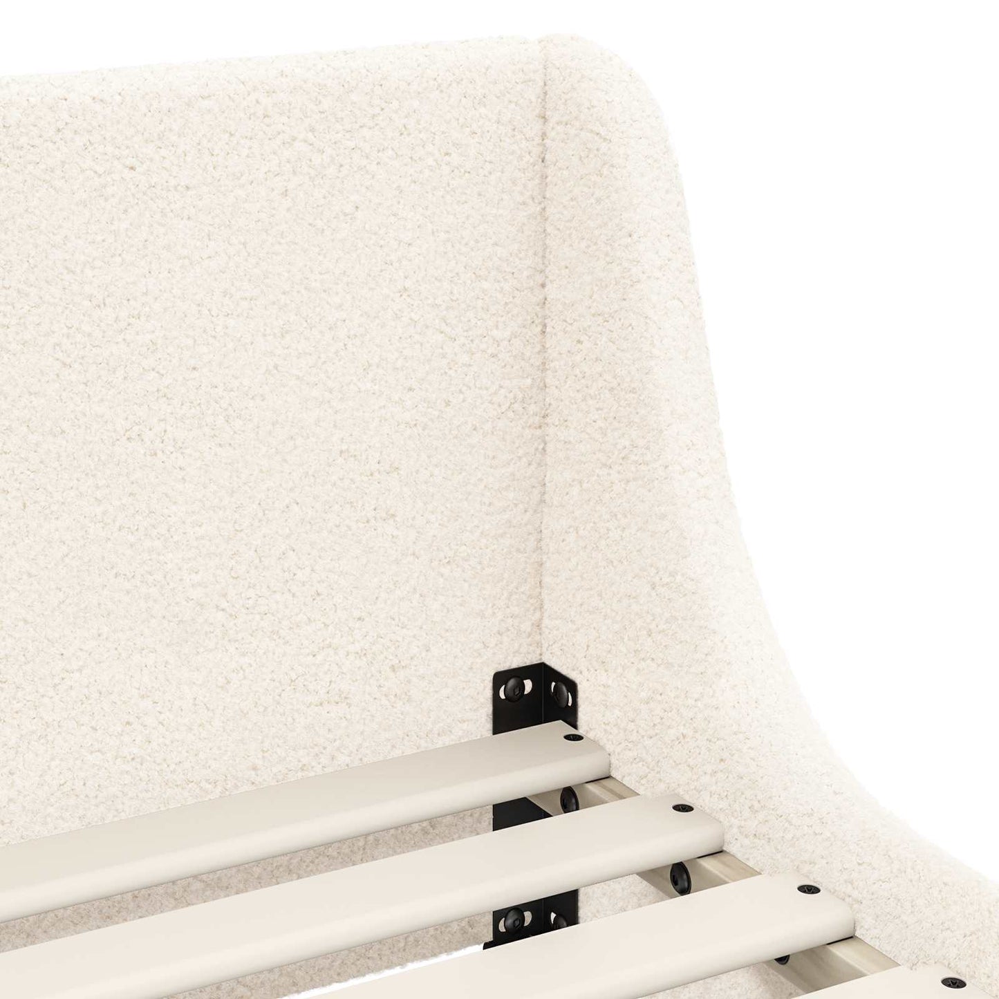 Børnesengestel med hovedgærde Cremefarvet 90 x 200 cm Bouclé