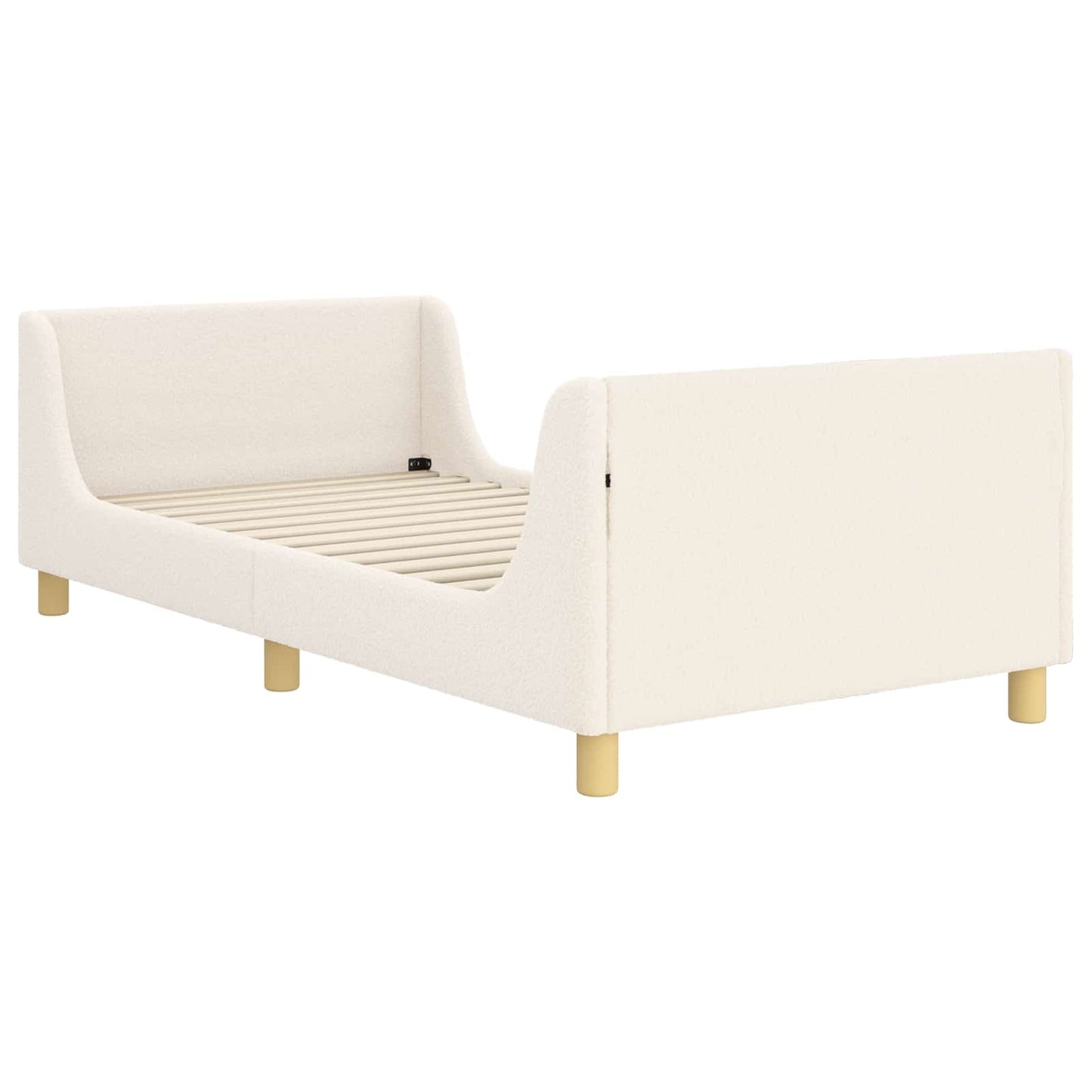 Børnesengestel med hovedgærde Cremefarvet 90 x 200 cm Bouclé