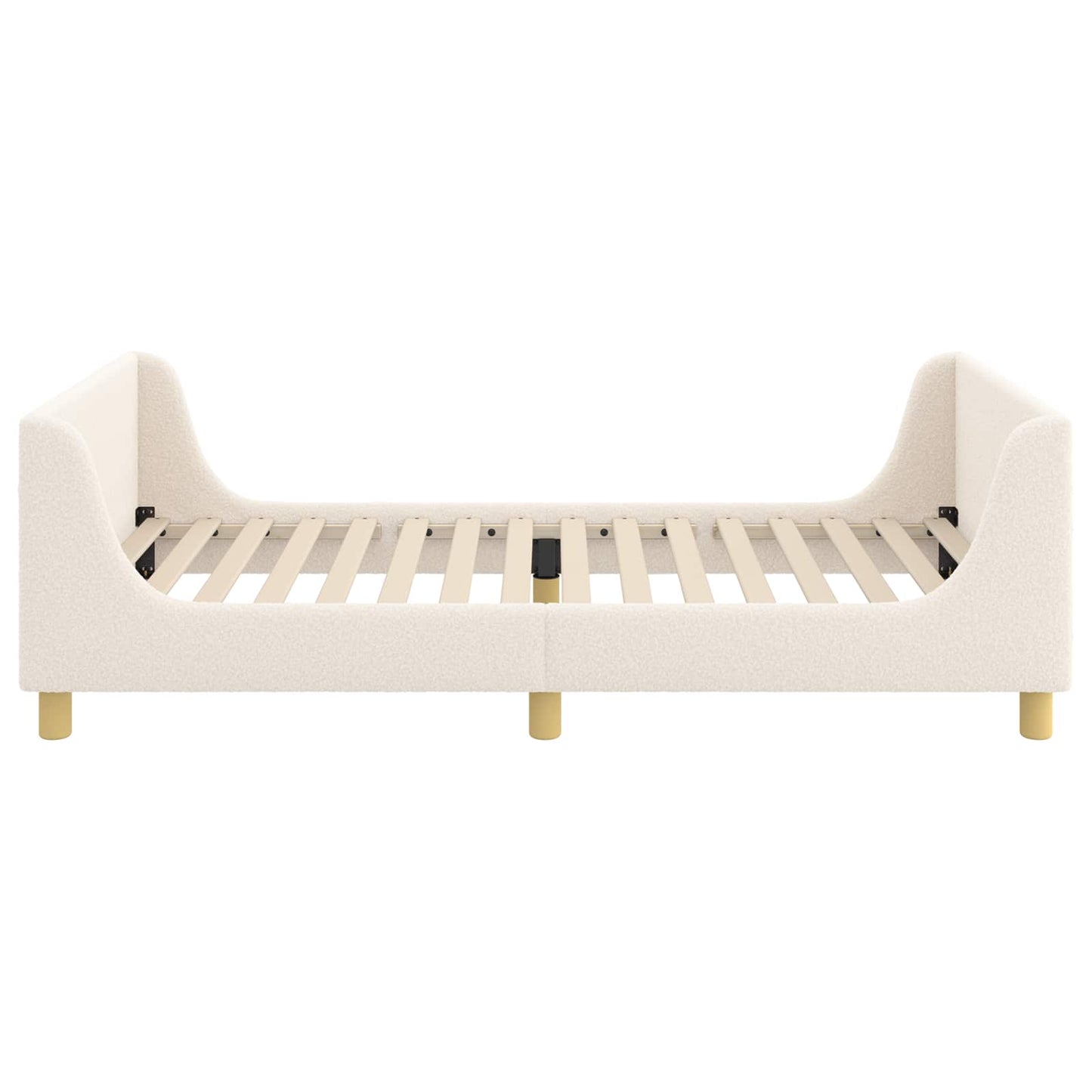 Børnesengestel med hovedgærde Cremefarvet 90 x 200 cm Bouclé