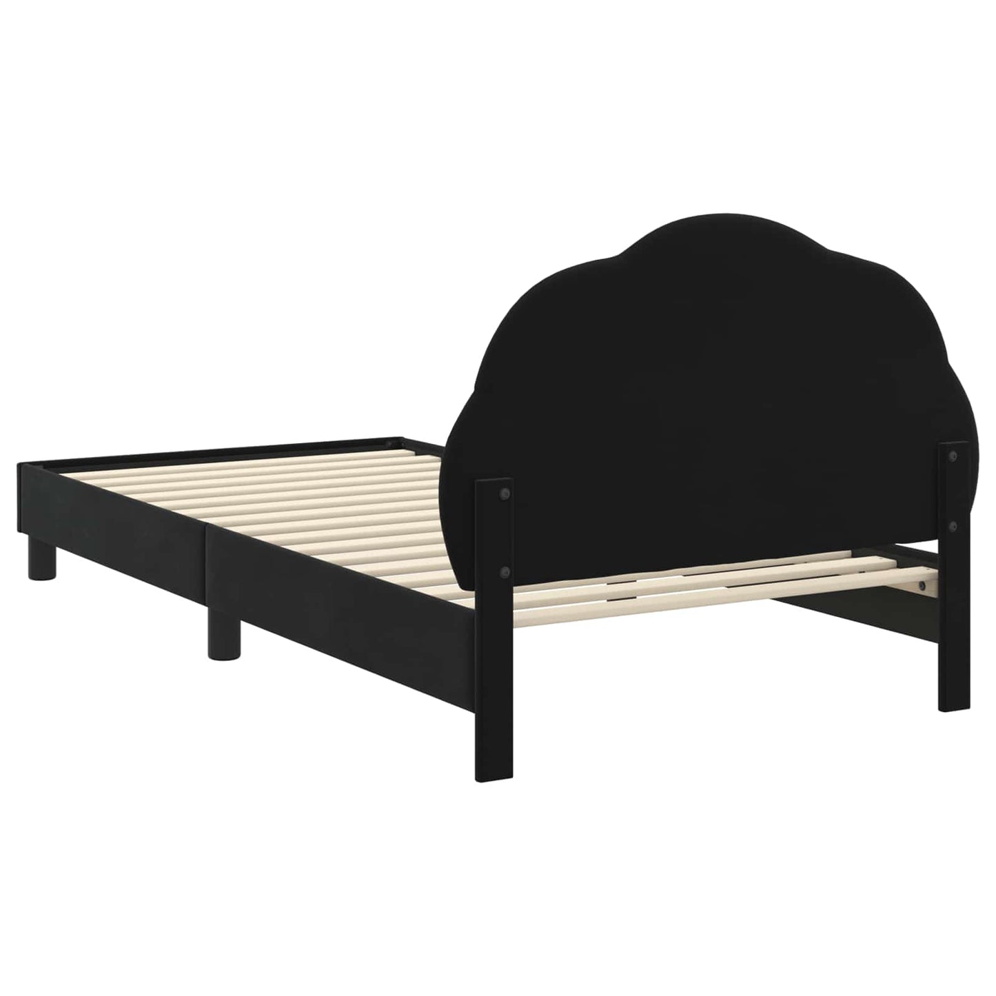 Børnesengestel med hovedgærde Sort 90 x 200 cm Fløjl